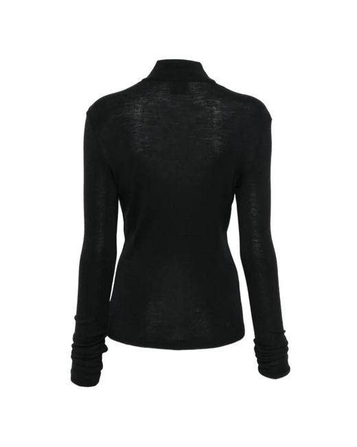 Alysi Black Turtle-Neck Button-Up Sweatshirt