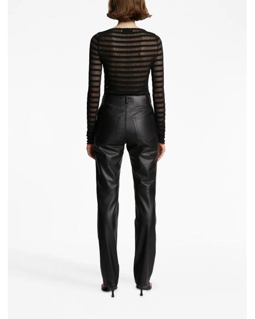 Proenza Schouler Black Leather Straight-Leg Trousers