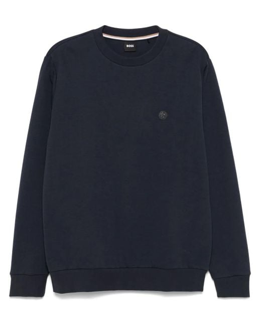 Boss Blue Crew-Neck Sweatshirt for men