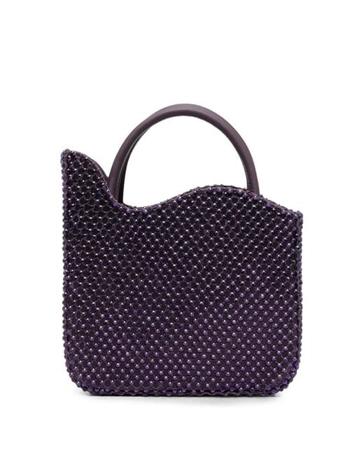 Le Silla Blue Ivy Crystal-Embellished Wave-Edge Tote Bag