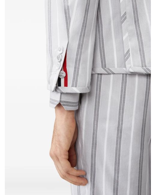Thom Browne Gray Madras Striped Blazer for men