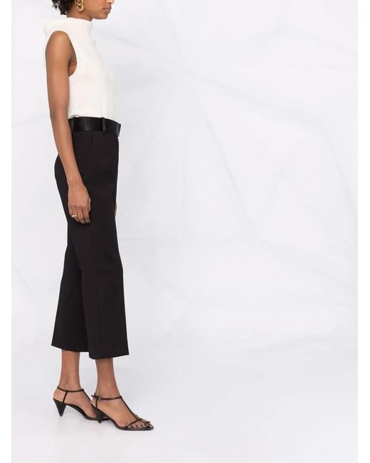 Khaite Black Cropped Straight-Leg Trousers