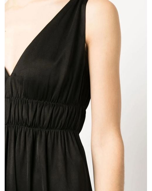 P.A.R.O.S.H. Black Smocked-Detail V-Neck Dress