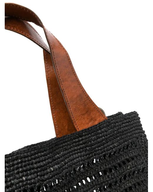 IBELIV Black Nosy Straw Tote Bag