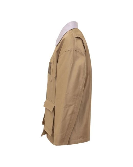 Casablanca Natural Leather-Collar Patch-Pocket Jacket