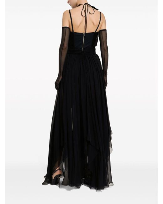 Vestido plisado con detalle floral Dolce & Gabbana de color Black