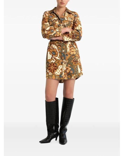 Cara Cara Brown Villena Patchwork Corduroy Mini Dress