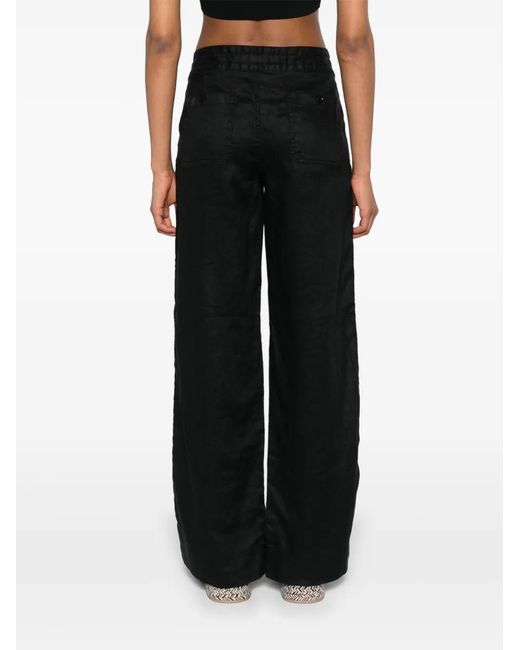 Ralph Lauren Black Drawstring-Waist Linen Trousers