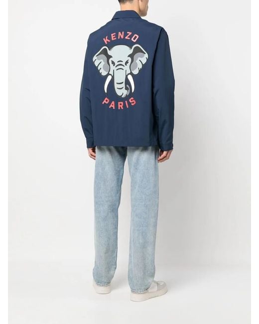 KENZO Blue Coach Graphic-print Jacket for men