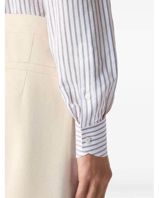 Zegna White Striped Cotton Shirt for men
