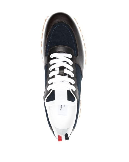 Thom Browne Letterman Sneakers Met Vlakken in het Blue voor heren
