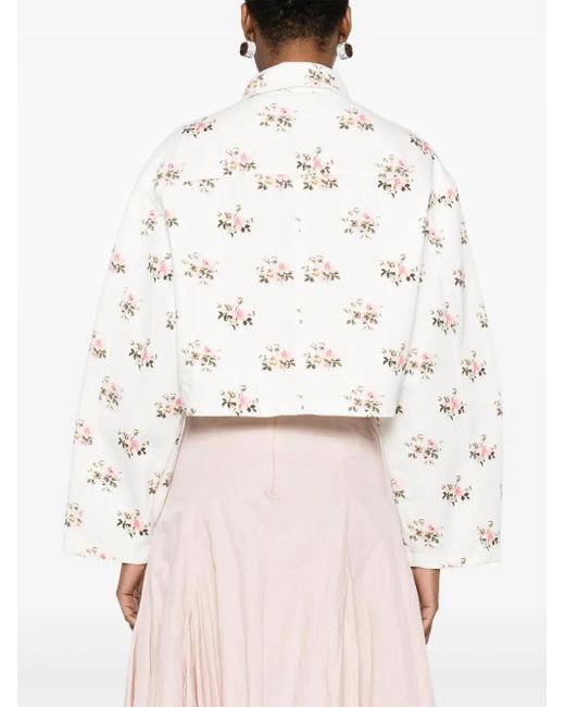 Blumarine White Jacke Mit Blumen-Print