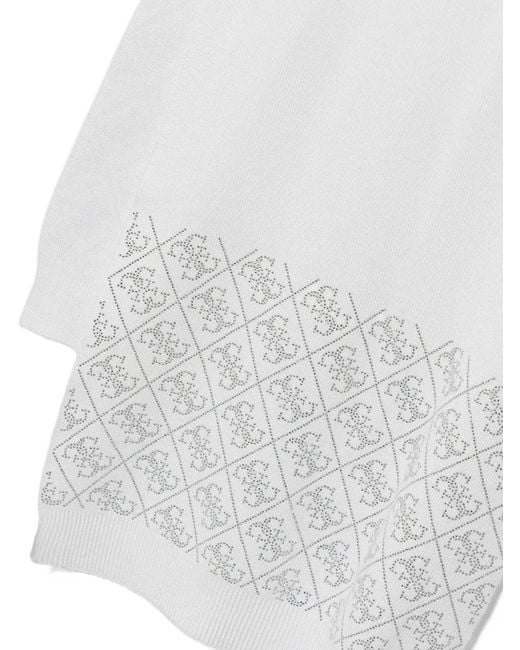 Guess White Rhinestone-Patterned Scarf