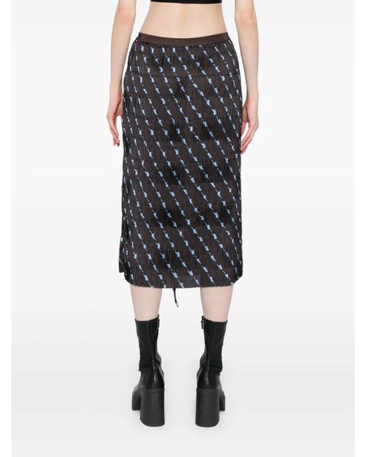 JNBY Black Fringed-edge Midi Skirt