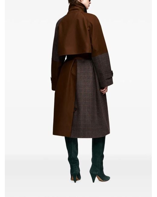 Essentiel Antwerp Brown Colour-Block Double-Breasted Coat