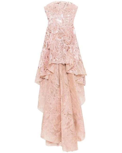 Saiid Kobeisy Pink Embroidered High-low Dress
