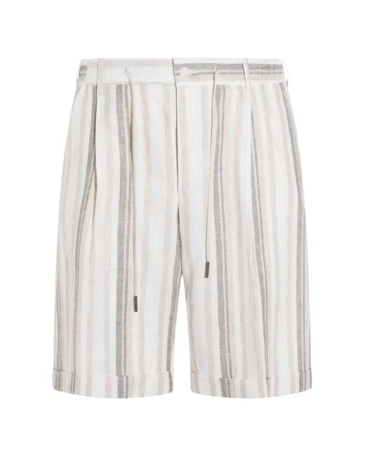Tagliatore White Short Rayé À Lien De Resserrage for men