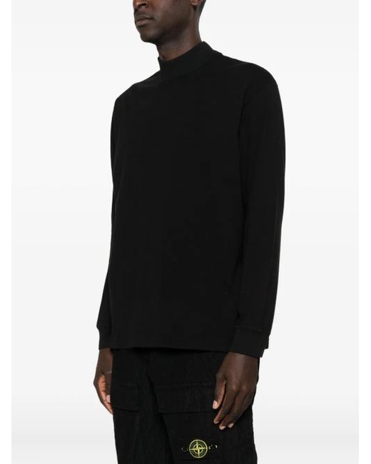 Stone Island Black Long-Sleeve High-Neck Sweater for men