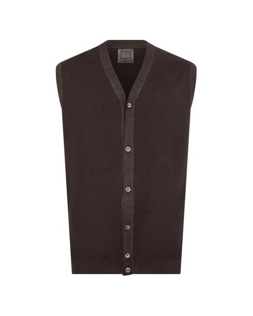 Fedeli Brown V-Neck Vest for men
