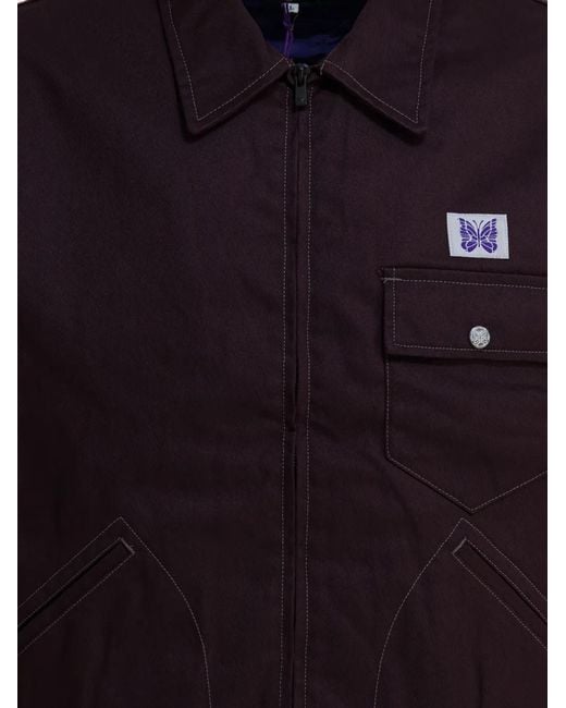 Needles Blue Patch-Pocket Zip-Up Jacket for men