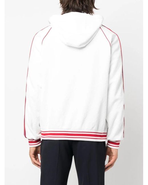 Gucci White Web Stripe Zipped Hoodie for men