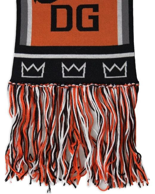 Dolce & Gabbana Red Dg Royals Tiger-Print Fringed Scarf