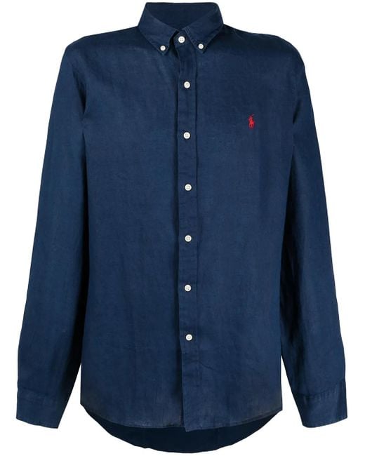 Polo Ralph Lauren Blue Breathable Linen Sport Shirt for men