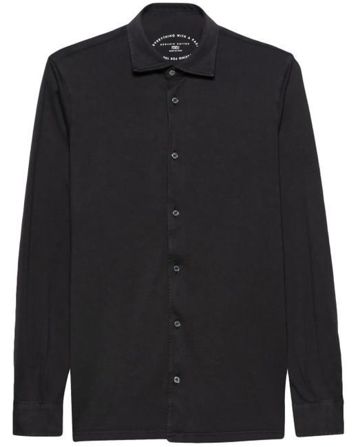 Fedeli Black Plain Organic-Cotton Shirt for men