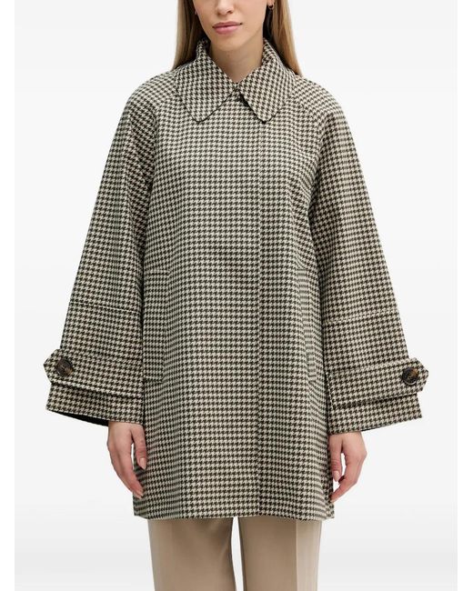Barbour Gray Kennedy Houndstooth Zip-Up Coat