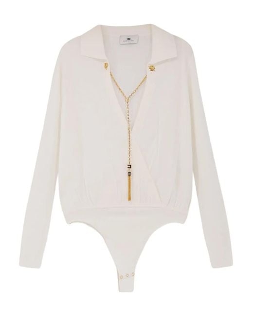 Elisabetta Franchi チェーントリム ボディスーツ White