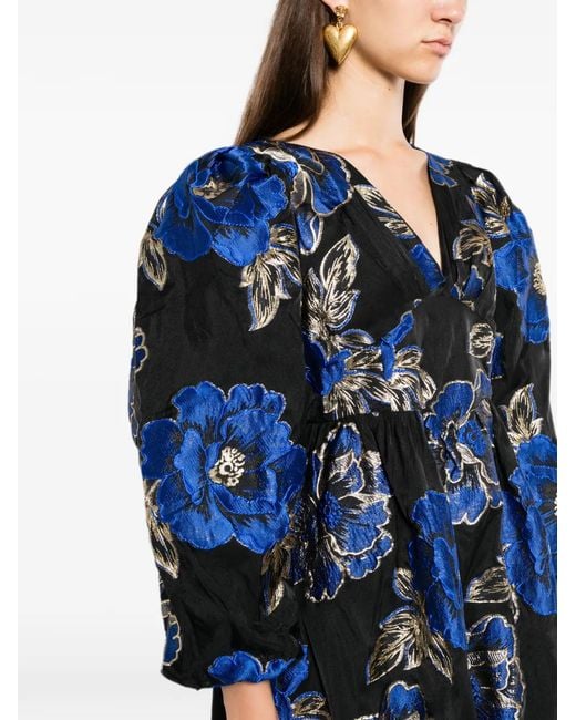 Sister Jane Blues Floral-Jacquard Woven Midi Dress