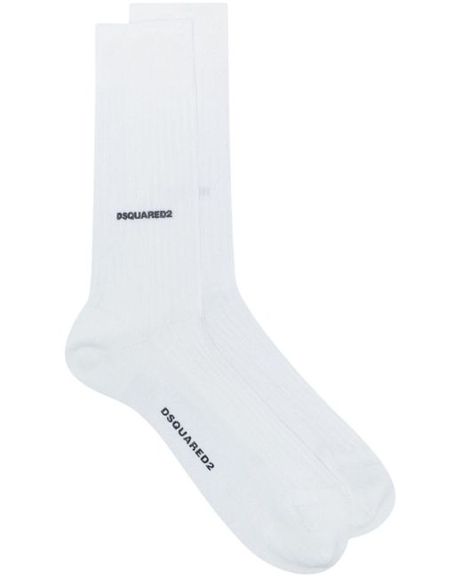 Chaussettes en coton à logo imprimé DSquared² pour homme en coloris White