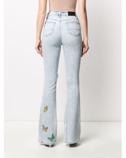 Amiri Denim Butterflyprint Ripped Jeans in Blue Lyst