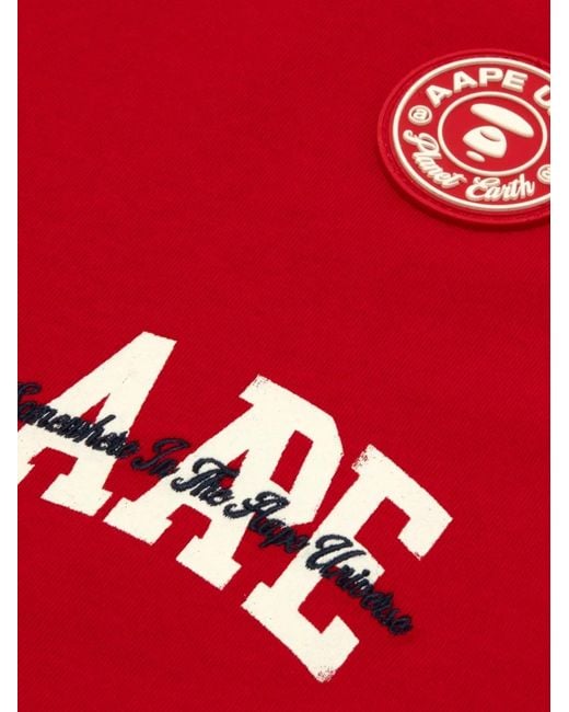 Aape By A Bathing Ape Red T-Shirt À Détails De Logos for men