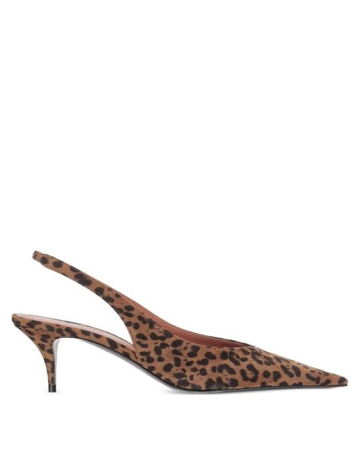 AMINA MUADDI Brown 55Mm Anok Animal-Print Slingback Pumps
