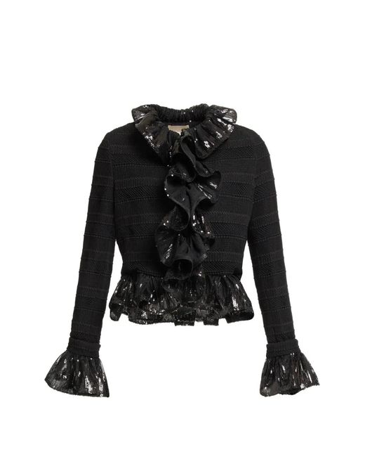 Elie Saab Black Sequin-Embellishment Jacket