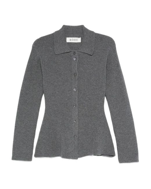 Rohe Gray Ribbed Button Top