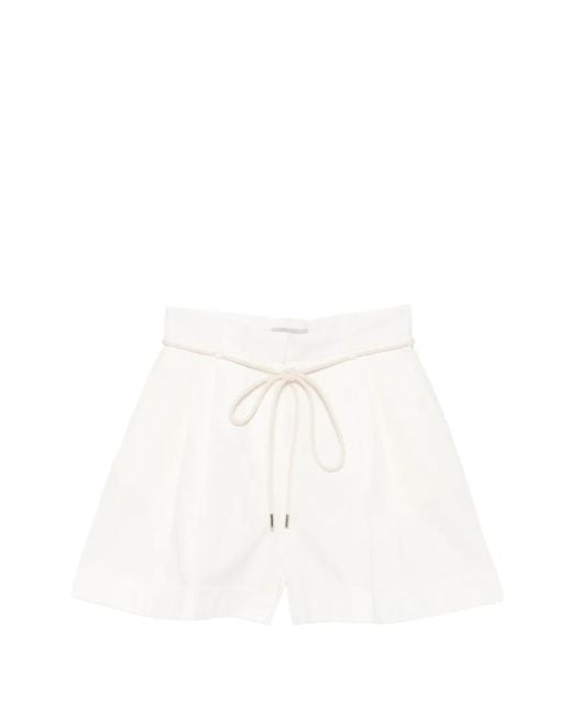 Lee Mathews White Belted Pleated Shorts