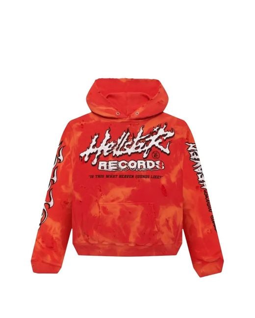 HELLSTAR Red Records Distressed Hoodie for men
