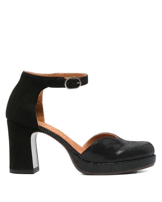Chie Mihara 80 Mm Pumps Met Blokhak En Enkelbandje in het Black