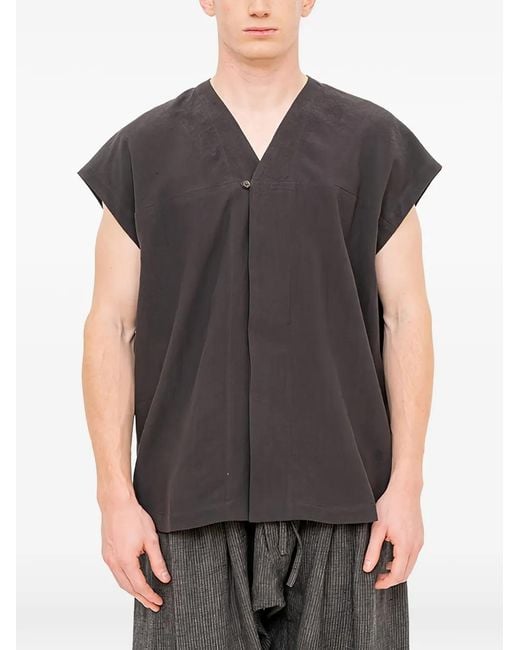 Jan Jan Van Essche Gray V-Neck Sleeveless Shirt for men