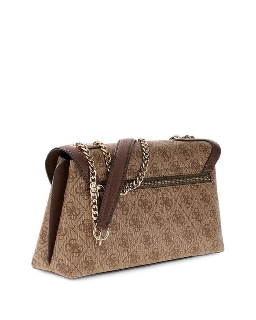 Guess Brown Lindsey Logo-Print Cross Body Bag