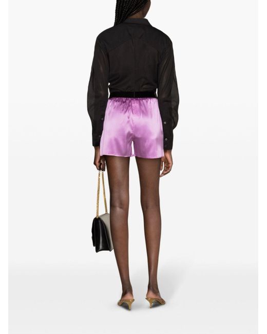 Tom Ford Pink Satin Boxers With Logo Patch