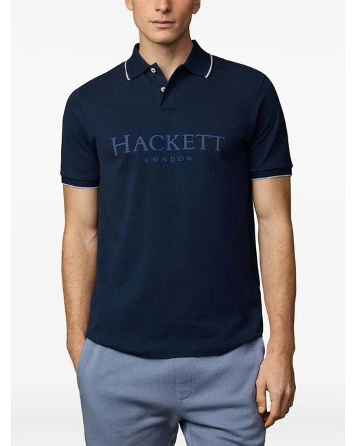 Hackett Blue Logo-Embroidered Polo Shirt for men