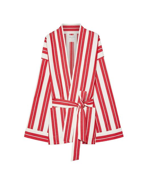 Forte_forte Red Striped Belted Jacket