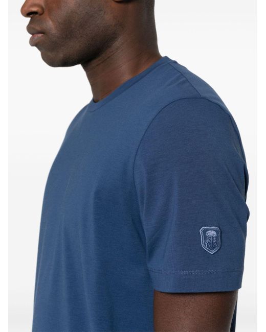 T-shirt en coton à patch logo Corneliani pour homme en coloris Blue