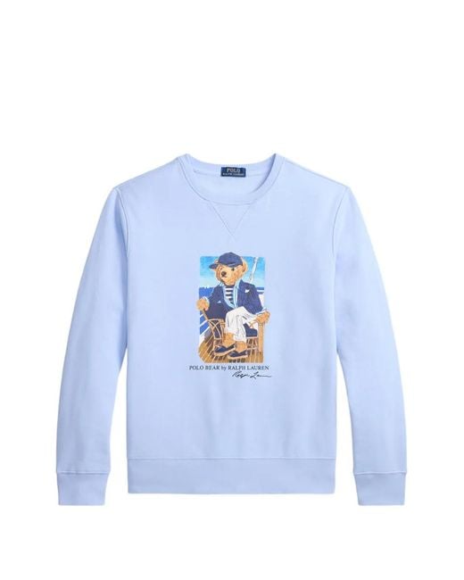 Polo Ralph Lauren Blue Yacht Club Teddy Bear Sweatshirt for men