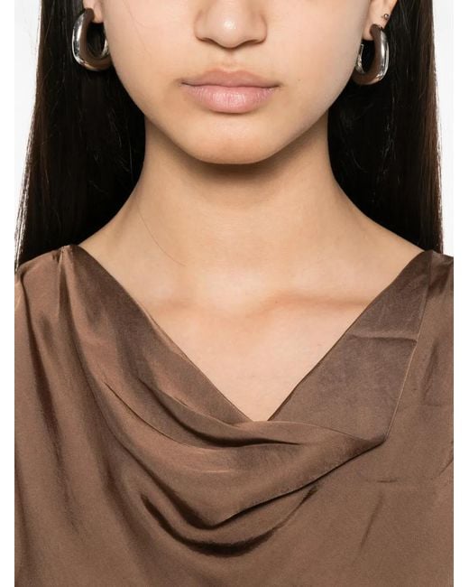 Diega Brown Draped-Neck Sleeveless Top