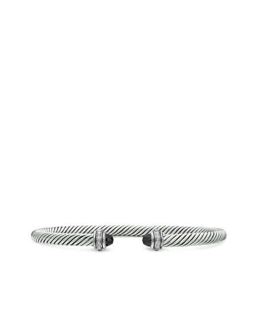 David Yurman White Sterling Classic Cable Diamond Bracelet (4Mm)