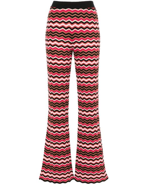 Pantalones acampanados tejidos en zigzag Missoni de color Red